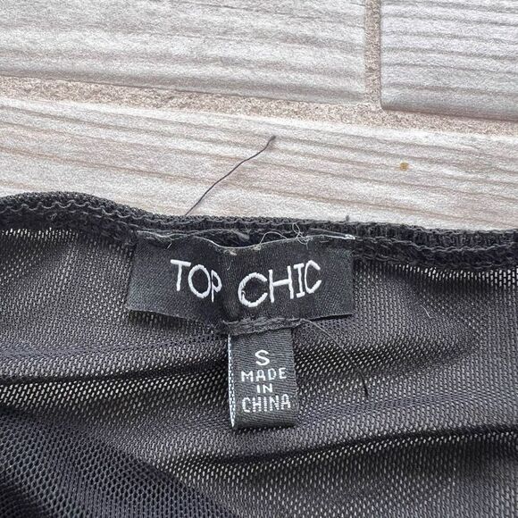 Top Chic Women's Black Spaghetti Strap Rhinestone Embellished Bustier Top Small - Picture 3 of 5